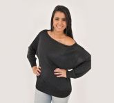 Blusa Canoa Metalizado | Ref. MR 220 - Preto